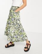 Asos Design Midi Skirt With Pocket In Floral Print-multi