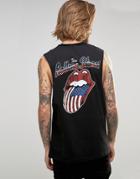 Asos Rolling Stones Sleeveless T-shirt With Reverse Neck Trim - Black
