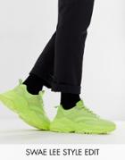 Asos Design Sneakers In Neon With Chunky Sole-yellow