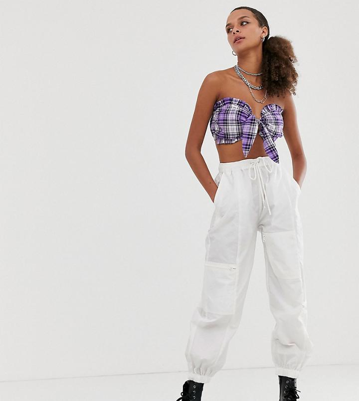 Collusion Multi Pocket Parachute Jogger-white
