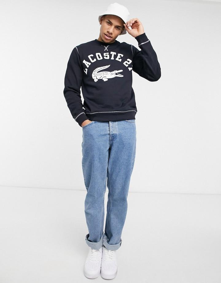 Lacoste 27 Croc Logo Sweatshirt In Navy