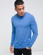 Asos Lightweight Muscle Sweatshirt In Blue - Blue