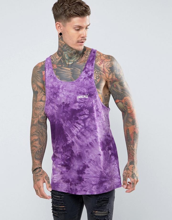 Roadies Of 66 Oversized Tank In Tie Dye - Purple