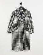 Helene Berman Oversized Houndstooth Wool Blend Coat In Black-multi