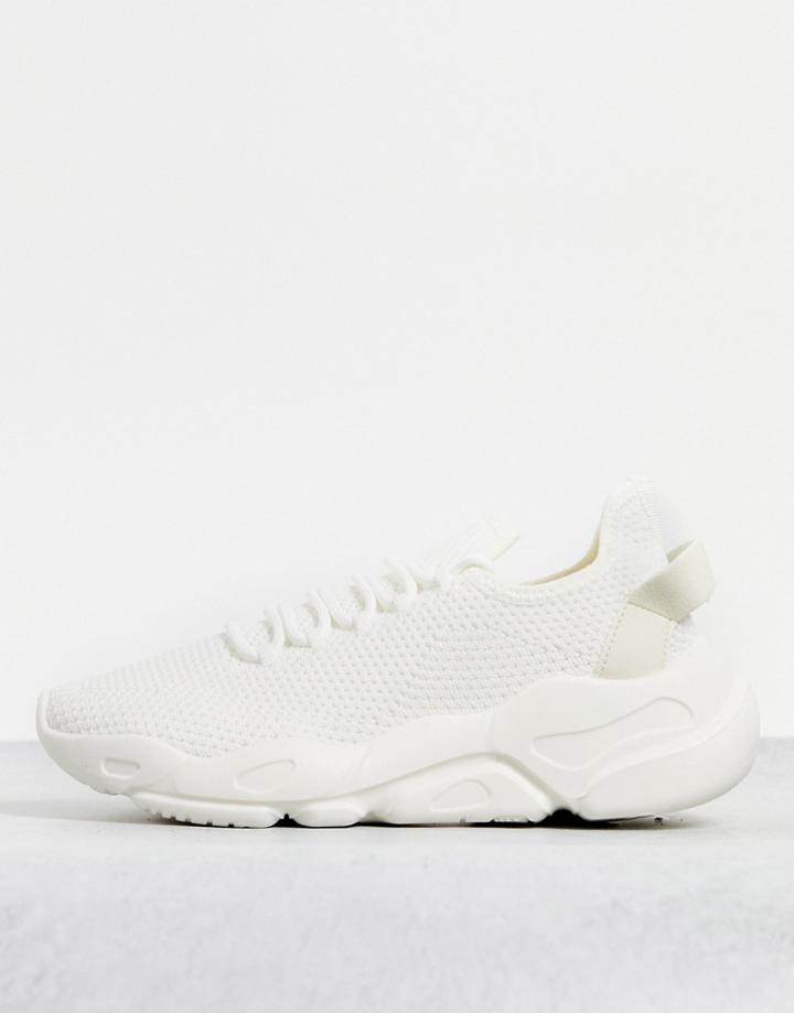 Asos Design Dexter Chunky Knit Lace Up Sneakers In White