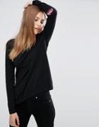 Asos Sweater With Halloween Fangs Elbow Patch - Black