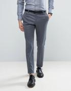 Selected Homme Slim Suit Pants In Birdseye - Blue