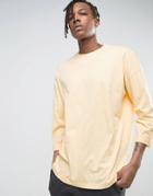 Asos Oversized Long Sleeve T-shirt With Roll Sleeve In Yellow - Yellow