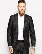 Asos Skinny Fit Suit Jacket In Dogstooth - Gray