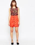 Minimum Button Front Skirt - Red