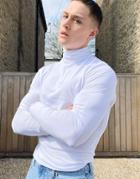 Asos Design Muscle Fit Jersey Roll Neck T-shirt In White