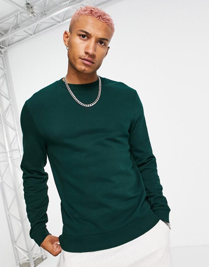 Asos Design Organic Sweatshirt In Dark Green