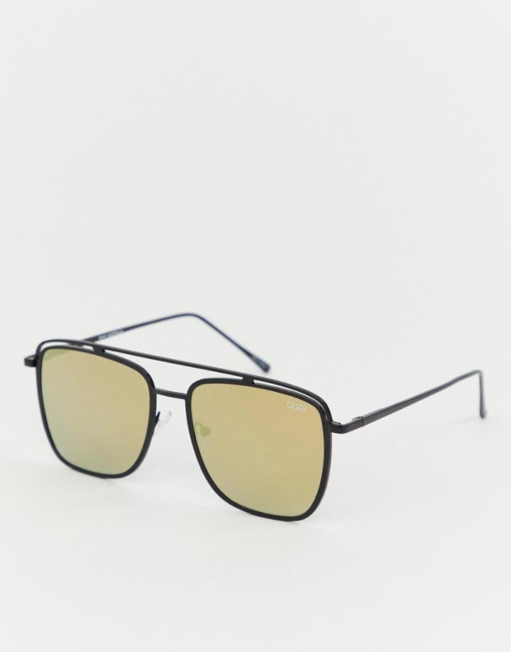 Quay Australia Square Frame Avaitor Sunglasses - Black