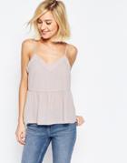 Asos Soft Gathered Pretty Cami Top - Oyster