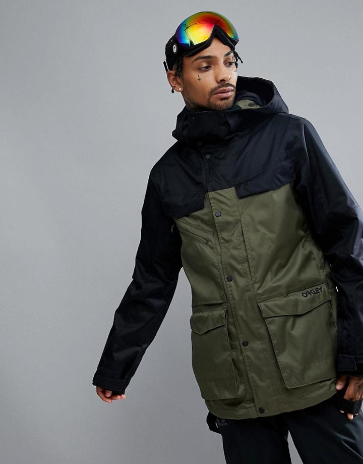 Oakley Snow Timber Bzs Ski Jacket 15k Waterproof Parka Fit In Dark Green - Green