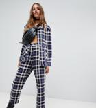 Reclaimed Vintage Inspired Pants In Check Print-blue