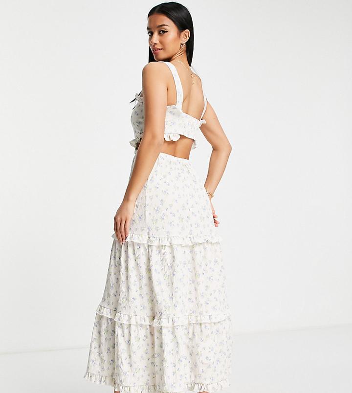 Miss Selfridge Petite Cut Out Maxi Dress In Ditsy Floral-multi