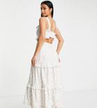 Miss Selfridge Petite Cut Out Maxi Dress In Ditsy Floral-multi