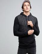 Asos Longline Muscle Hoodie With Contrast Sleeves & Cuff Zips - Black
