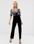 Little Mistress Bardot Embroidered Upper Jumpsuit - Multi