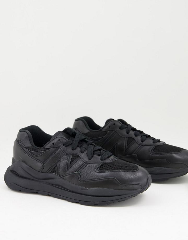 New Balance 57/40 Leather Sneakers In Black And White