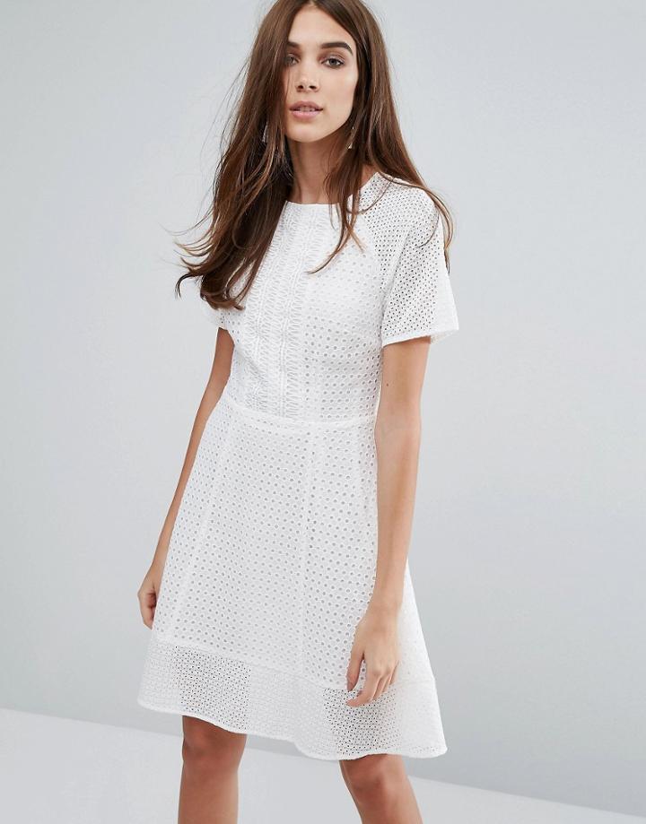 Warehouse Lace Skater Dress - White