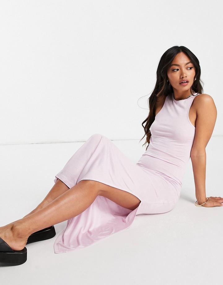 French Connection Racer Back Midi Jersey Dress In Lilac-purple