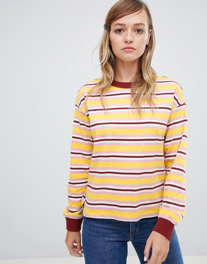 Monki Multi Stripe Long Sleeve Top Unique - Multi