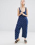 Monki Denim Polka Dot Jumpsuit - Multi