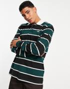 Dickies Oakhaven Rugby Long Sleeve T-shirt In Green/black