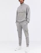 Asos Design Two-piece Sweatpants With Utility Cargo Pockets In Gray