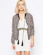 Brave Soul Print Bomber Jacket - Leopard Print