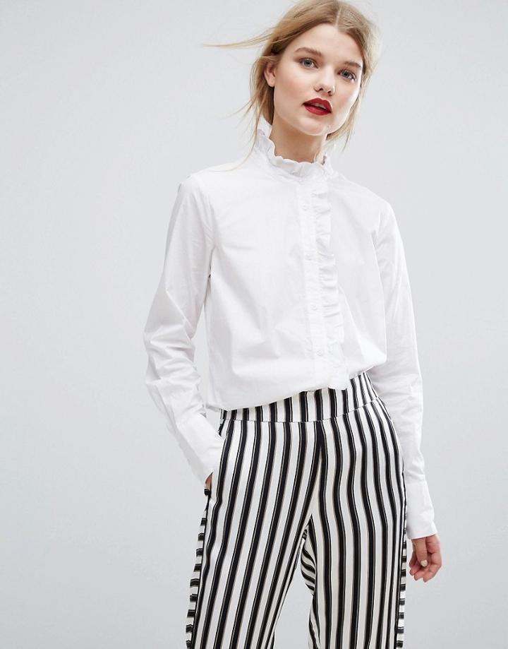 Gestuz Inesa Frill Placket Shirt - White