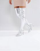 Asos Kindy Point Over The Knee Boots - Silver