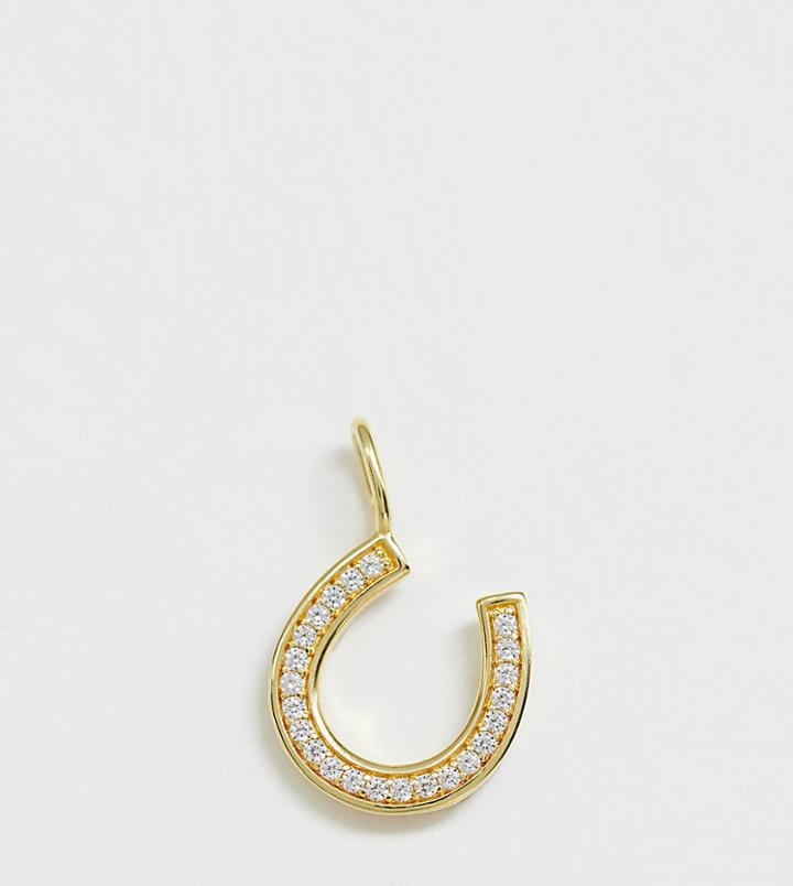 Galleria Armadoro Gold Plated Pave Horeshoe Necklace Charm - Gold