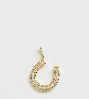 Galleria Armadoro Gold Plated Pave Horeshoe Necklace Charm - Gold