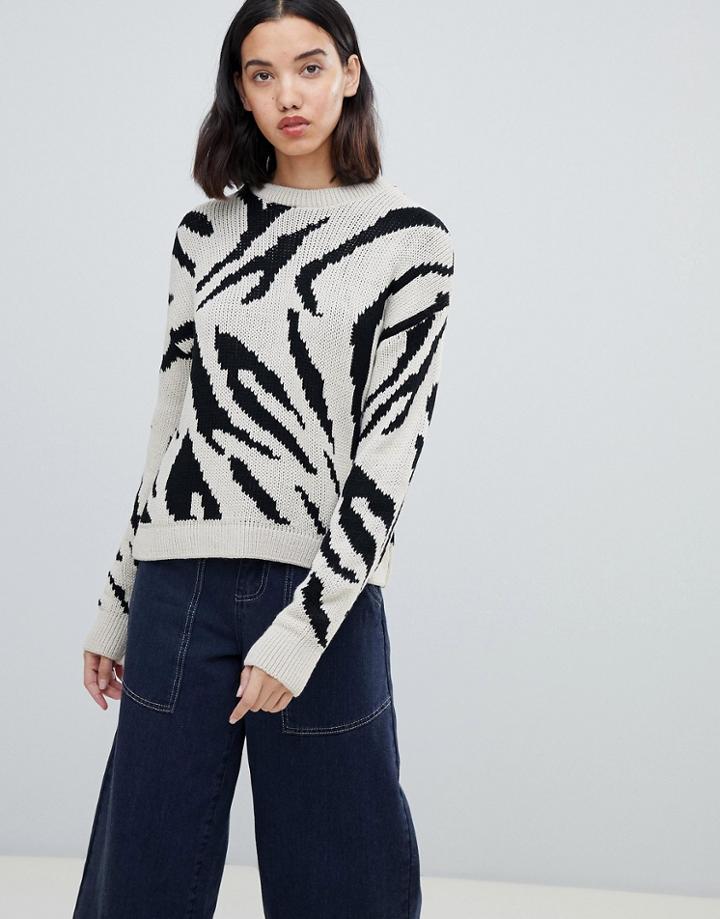 Asos Design Zebra Pattern Sweater-multi