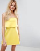 Asos Scuba Bandeau Crop Top Mini Dress - Yellow