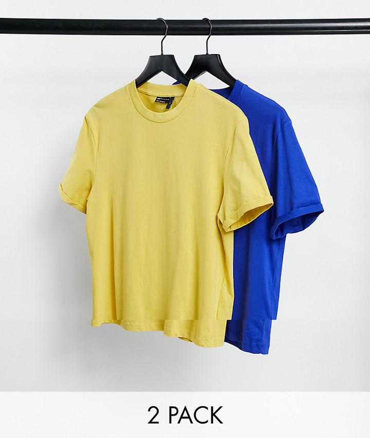 Asos Design 2 Pack T-shirt With Roll Sleeve-multi