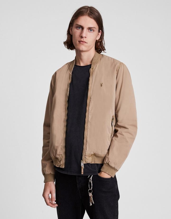 Allsaints Lows Bomber Jacket In Taupe-brown
