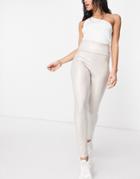 I Saw It First Coated Luxe Leggings In Cream-white