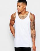 Asos Tank With Raw Edge And Relaxed Skater Fit - White