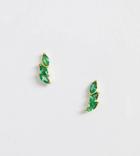 Shashi Sterling Silver 18k Gold Plated Emerald Crawler Earrings