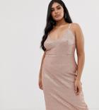 Club L London Plus Sequin Cami Midi Dress In Pink