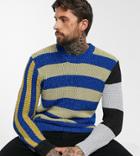 Reclaimed Vintage Metallic Contrast Sleeve Striped Sweater-multi