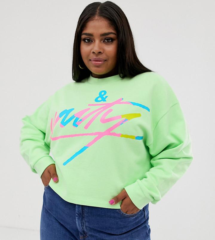 Asos Design X Glaad & Curve Cropped Sweatshirt With Tour Print - Yellow