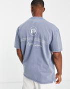 Topman Oversized T-shirt With Promised Horizons Back Print In Blue