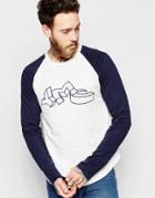Ymc Baseball T-shirt With Ymc Print With Navy Sleeves
