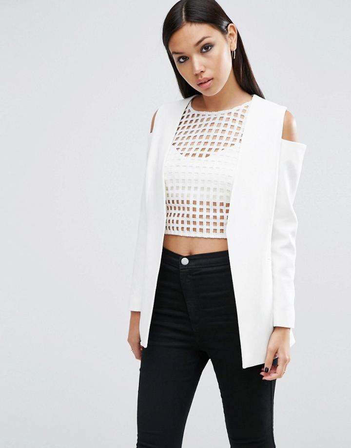 Asos Cold Shoulder Blazer - Cream