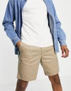 Selected Homme Slim Linen Mix Shorts With Drawstring In Beige-neutral